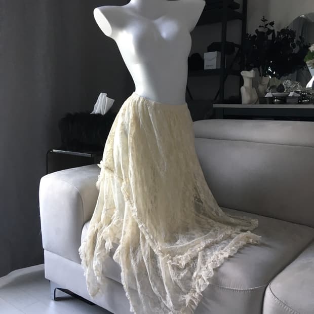 ༒ Lace long skirt