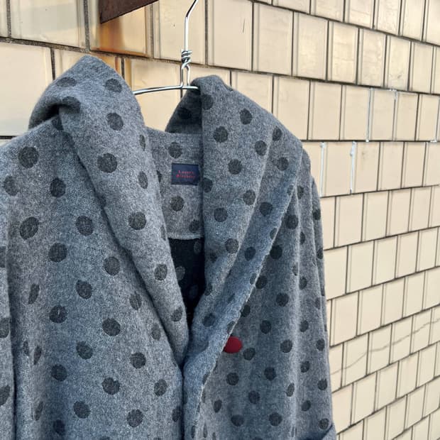 Vintage (maede in japan) 도트 후드 울코트