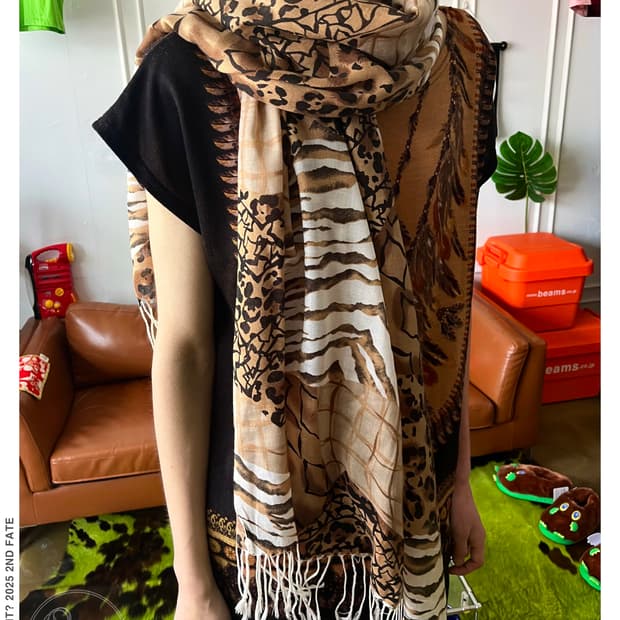 Jpn Vintage Animal Mixed Patten Scarf