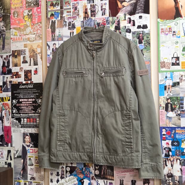 빈티지 포켓 포인트 카키 코튼 워크 자켓