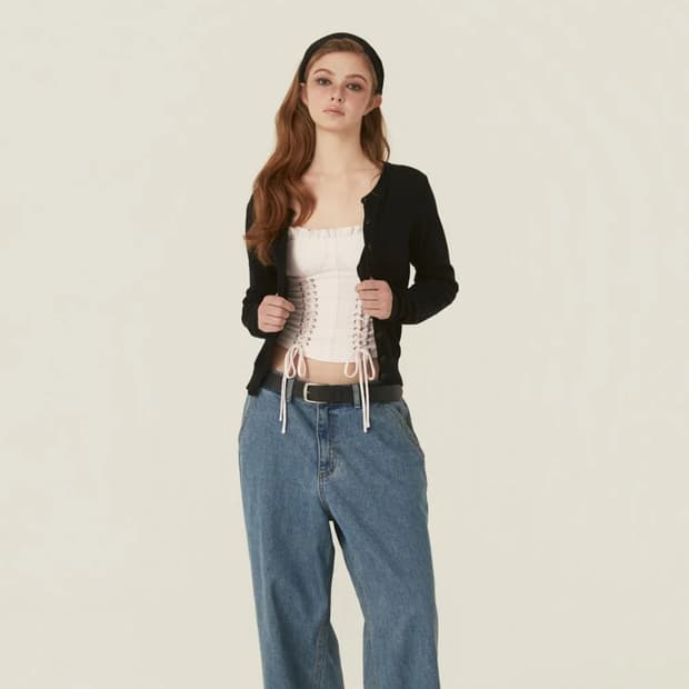 쓰리타임즈 벌룬배기진 인디고블루 m