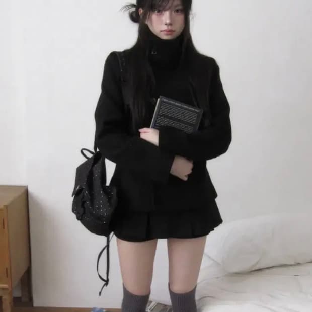 모디무드 TOP 모직 플리츠 스커트 팬츠