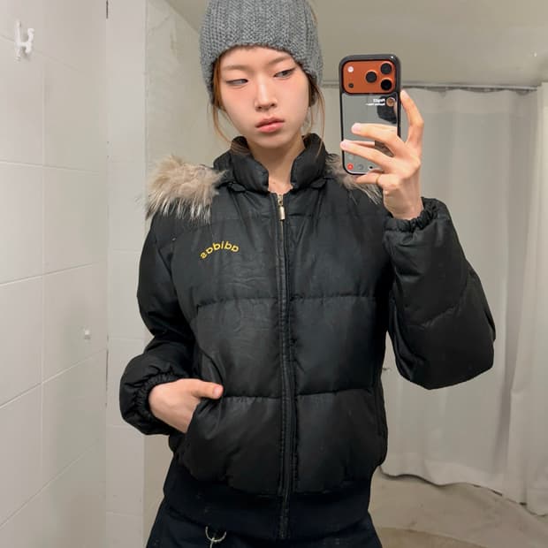 아디다스 옐로우 트랙 포인트 퍼 점퍼