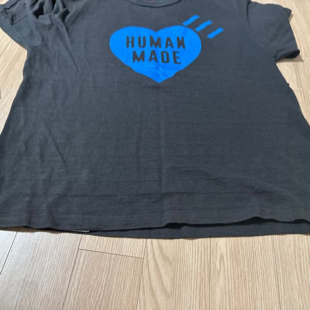 휴먼메이드 하트 티셔츠 블랙 블루 2XL