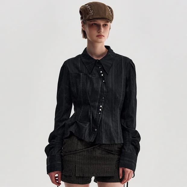 킴지수 DOZI 롱 슬리브 버튼 업 셔츠 블랙 M