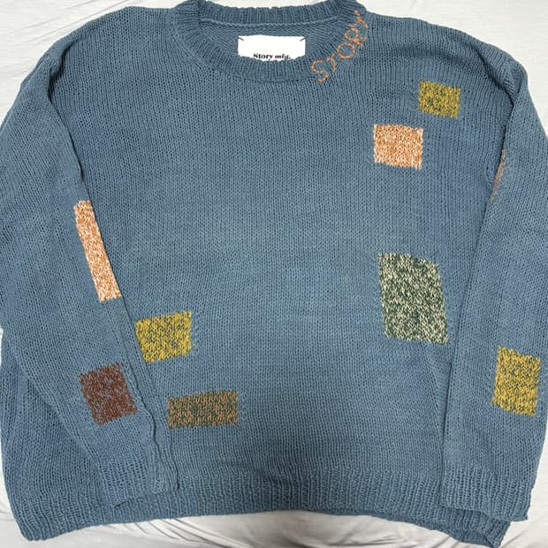 Story mfg 패치워크 오가닉 코튼 스웨터 (블루/L)