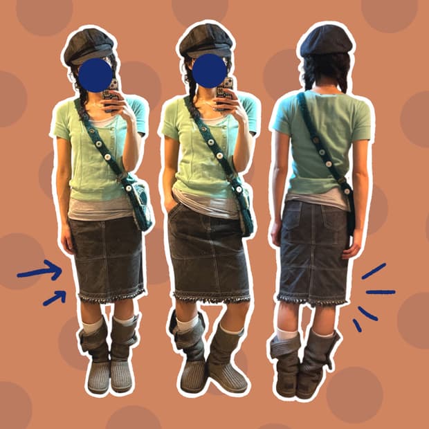 빈티지 흑청 태슬 미디스커트