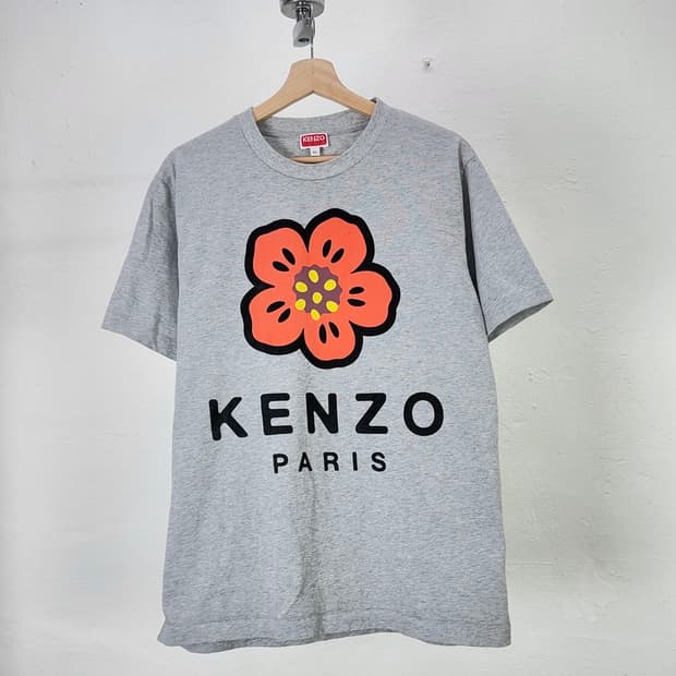 겐조 보크 플라워 코튼 하프 티셔츠 그레이