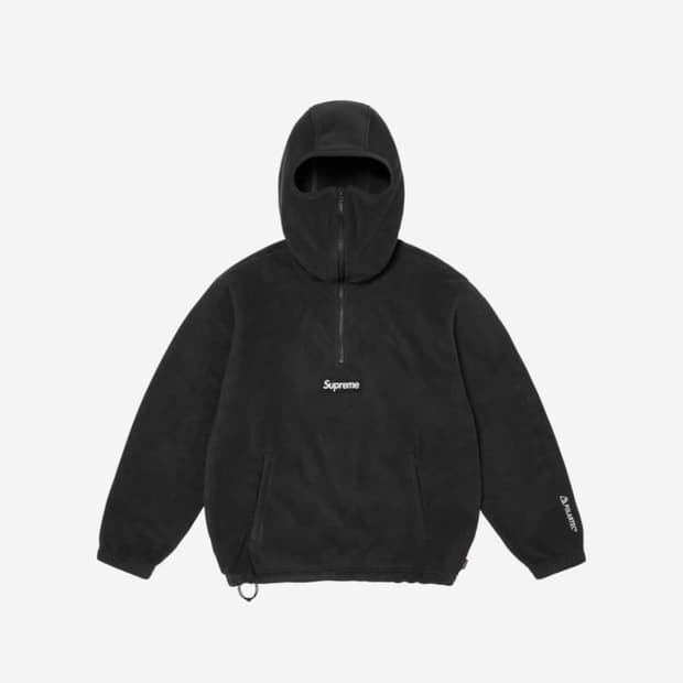 [XL] 슈프림 폴라텍 페이스마스크 하프 집 후드 블랙 25FW