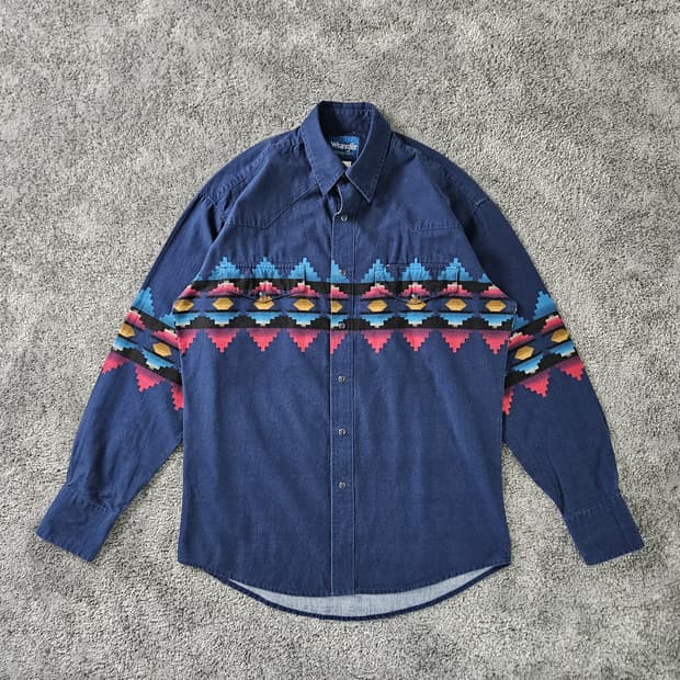 Wrangler 패턴 데님 셔츠