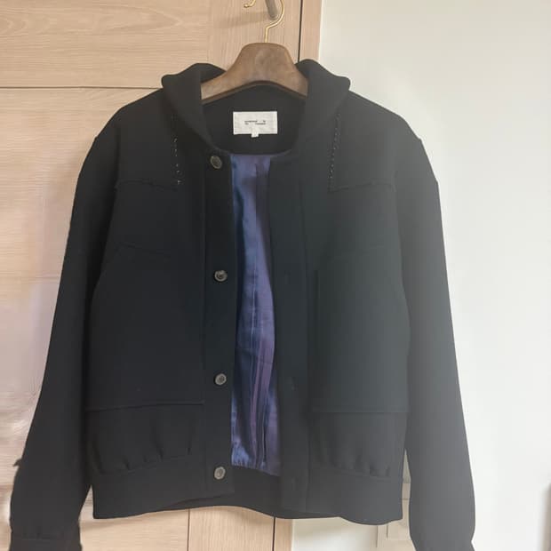 Rbu 멜란지 울 블루종 블랙 1사이즈