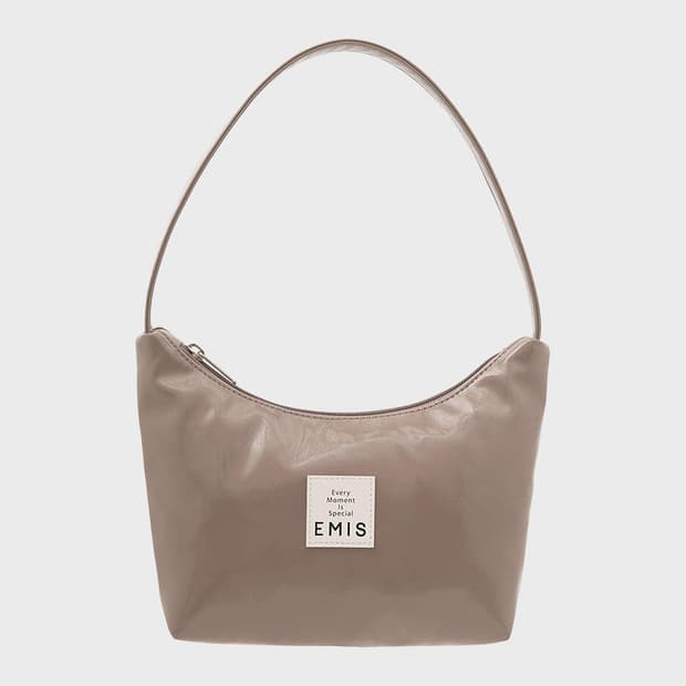 EMIS 에나멜 호보백 베이지