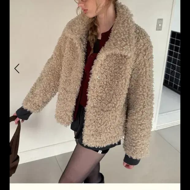 트위 테디 퍼 자켓 (새상품) 베이지 프리사이즈