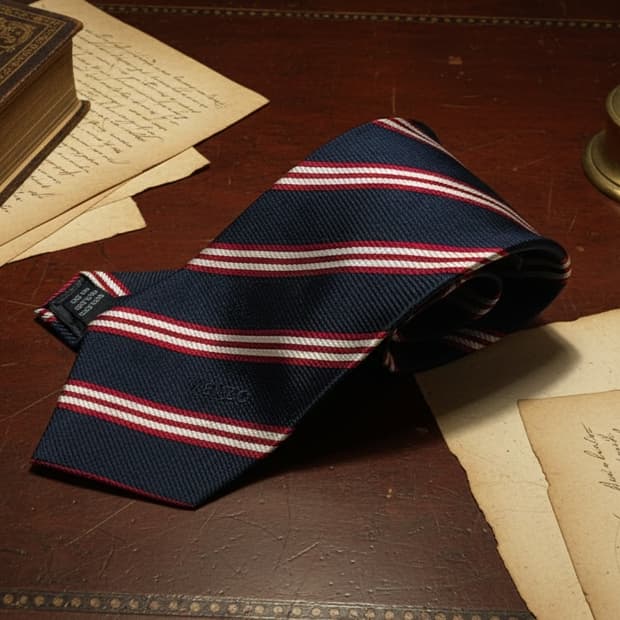 [정품] 겐조 옴므 로고 자수 실크 넥타이 (이탈리아제)