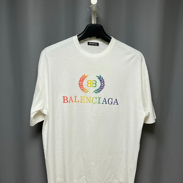 [정품] 발렌시아가 월계수 레인보우 반팔티 M (100-105)