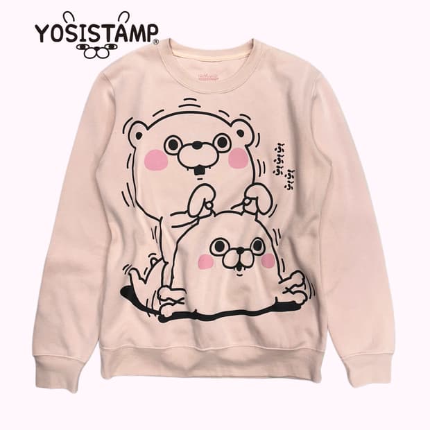 YOSISTAMP printing pink sweat shirt