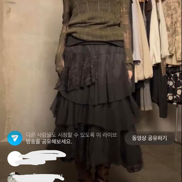 [캐스모빈티지] 블랙 레이스 티어드 아카이브 스커트