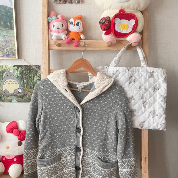 모리걸 빈티지 그레이 후드 노르딕 가디건 🩶🤍