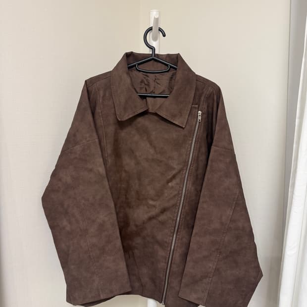브라운 레더자켓 집업 언발란스
