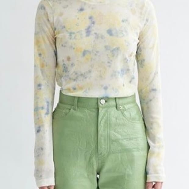 티크 Teak 다이드 메쉬 롱 슬리브 탑