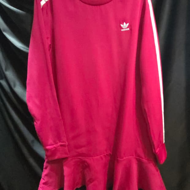 아디다스 핑크색 삼선 튜닉 원피스