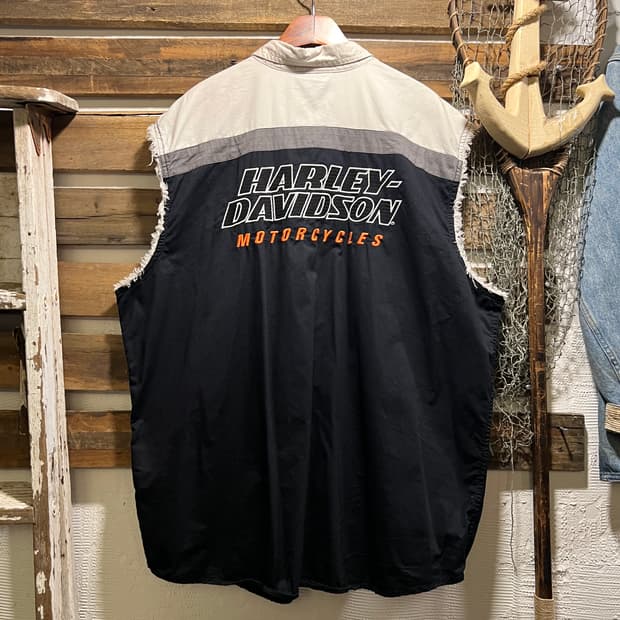 [3XL]할리데이비슨 USA 슬리브 컷팅 모터사이클 셔츠