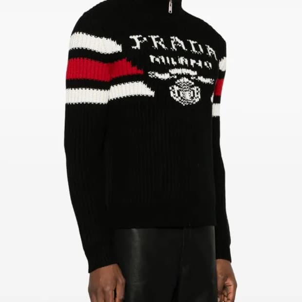 프라다 캐시미어 자카드 니트 집업 50사이즈(95-100)