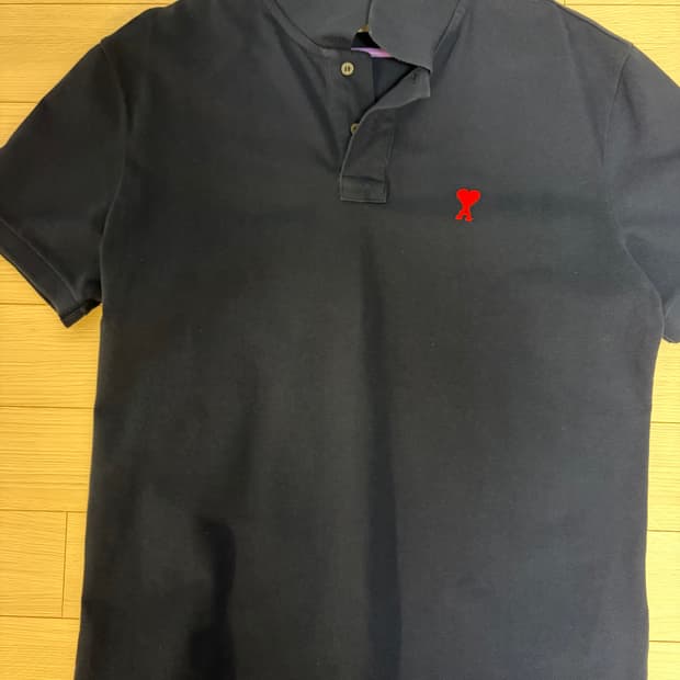 아미 스몰 하트 로고 폴로 셔츠 노틱 블루