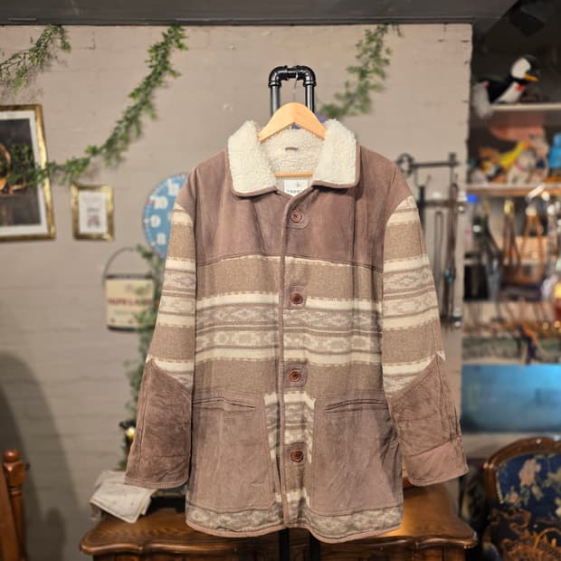 패턴 하프 코트 (F582)