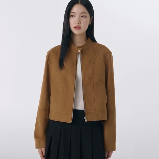 무신사 스탠다드 우먼즈 신세틱 스웨이드 레이서 재킷 데저트 브라운 S