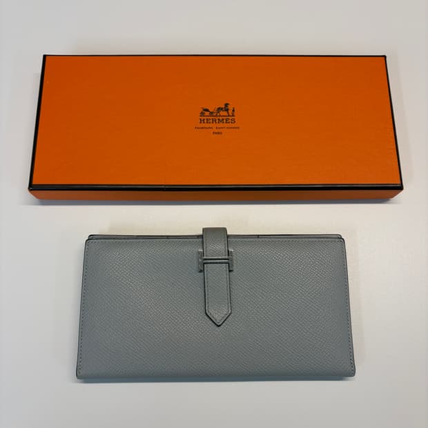 에르메스 베안 장지갑 그레이 은장 C각인