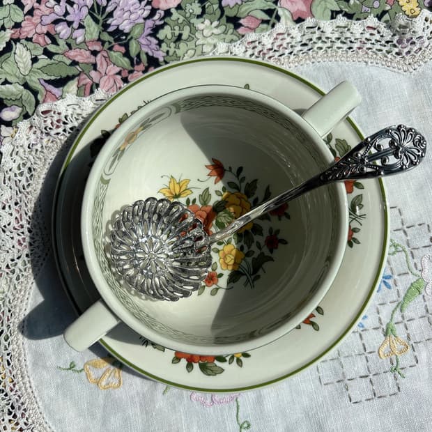 빈티지 실버플레이트 슈가 시프터 티 스트레이너