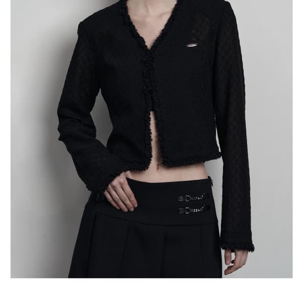 므넴 sheer tweed jacket (black)