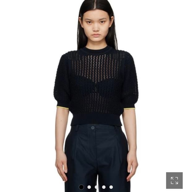 (해외XS) 메종키츠네 텍스처드 크롭 네이비