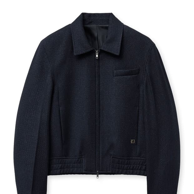 [48] 엘무드 플루이드 트위드 블루종 자켓 D네이비