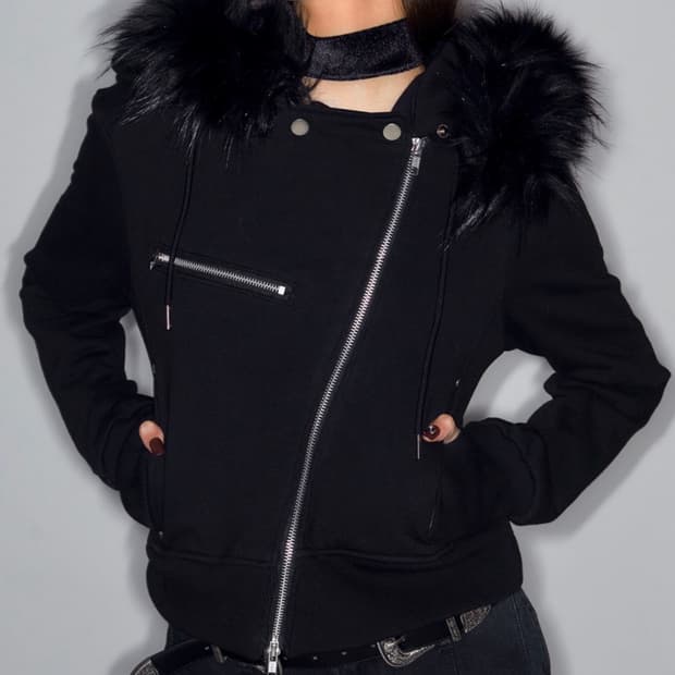 낫노잉 라이더 퍼 후드집업 블랙