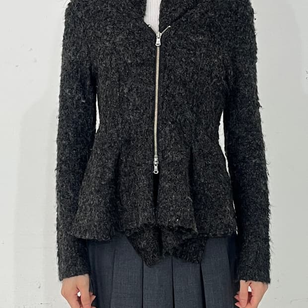 Draped 2way zip knit cd