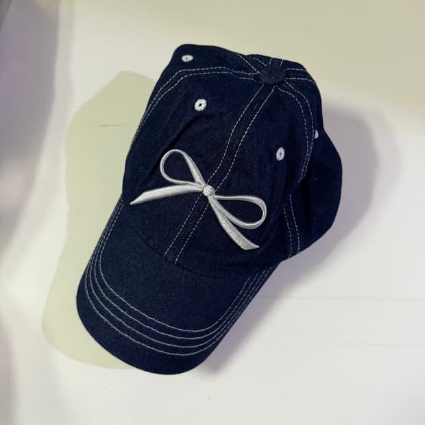 새상품 여자 데님 리본 볼캡