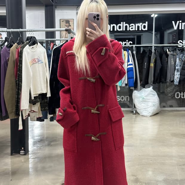 히스테릭 글래머 더블 울 코트 레드