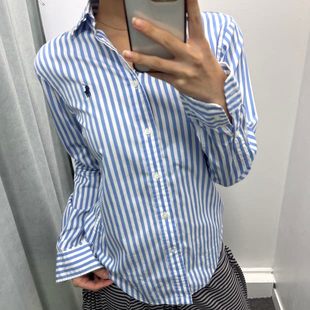 폴로 블루 스트라이프 셔츠