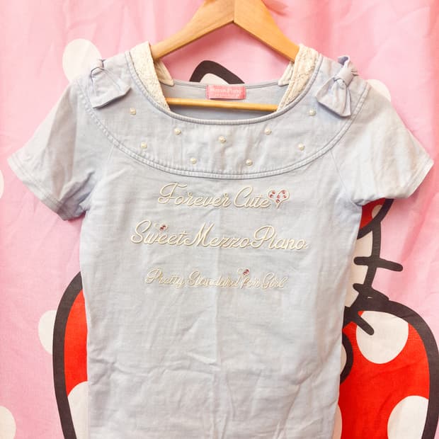 메조피아노 소다맛 리본 반소매 티셔츠