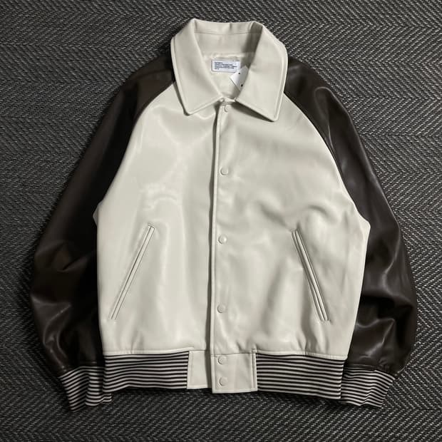 파르티멘토 버핑레더 배색 봄버 자켓o 4108