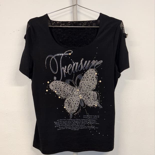 Butterfly Cubic Buckle Mesh Short Sleeve