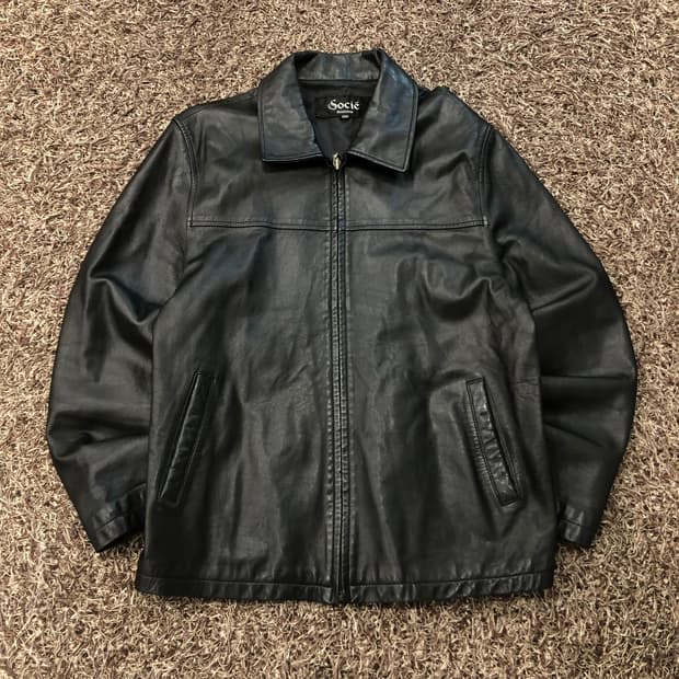 빈티지 양가죽 집업 레더 가죽 자켓