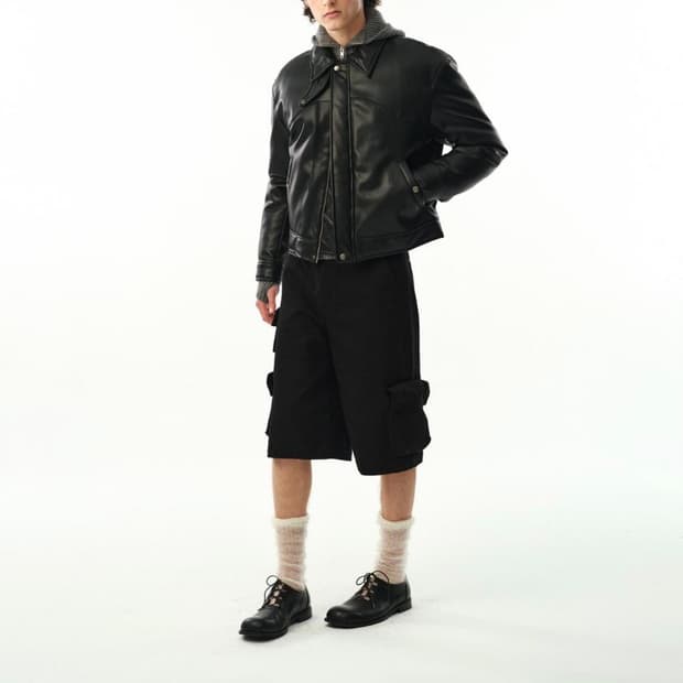 문선 비건 구스다운 푸퍼 블루종