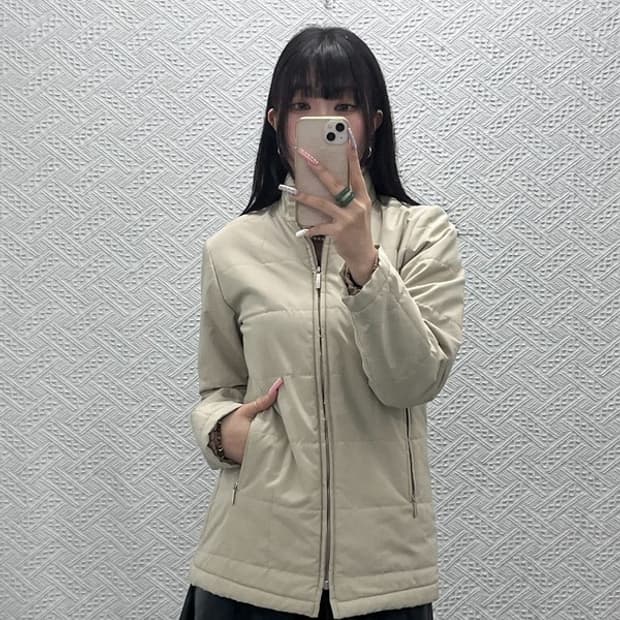 버버리 빈티지 모던 캐주얼 슬림핏 퀄팅 울 경량 자켓 95 C13338