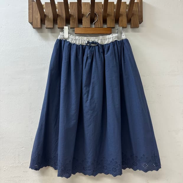 일본빈티지 펀칭 레이스 플레어 밴딩 스커트