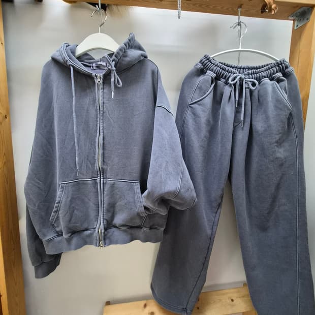 빈티지워싱 후드집업 셋업