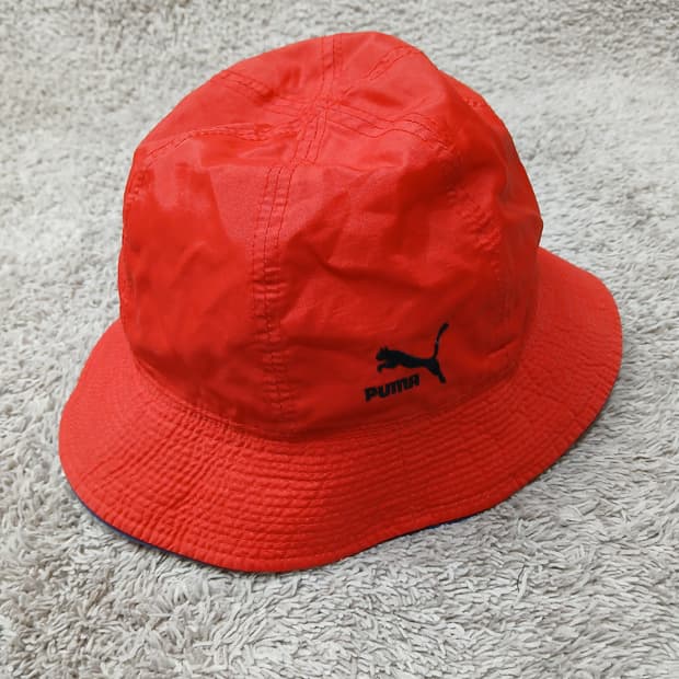 빈티지 푸마 리버시블 버킷햇 레드/화이트