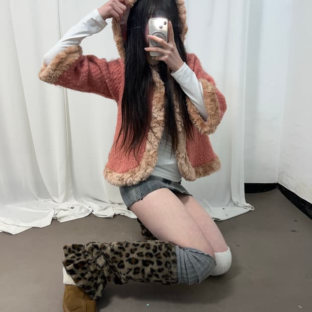 히메갸루st 후드 판쵸 코트 